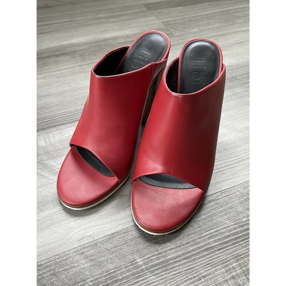 tibi Red Leather Mules Heels Size 37.5 Brazil 7 Slip-On Shoes - Picture 6 of 8